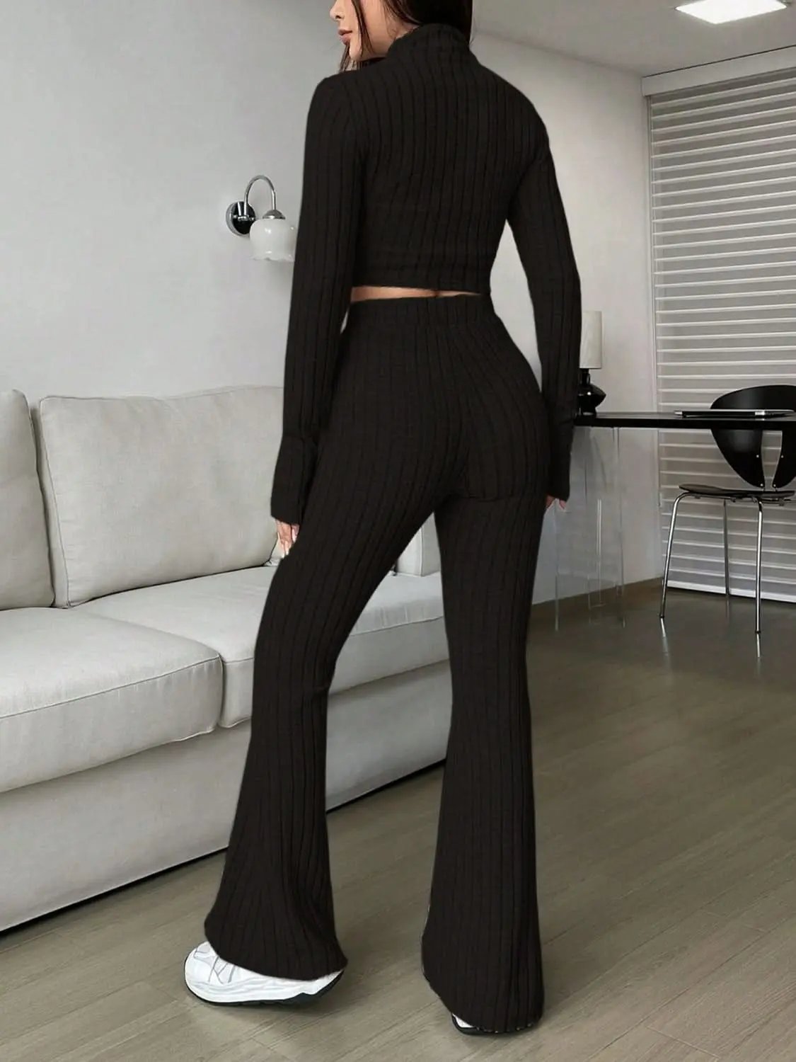 Two-Piece Sets Trendsi Cozy zip-up lounge set for women