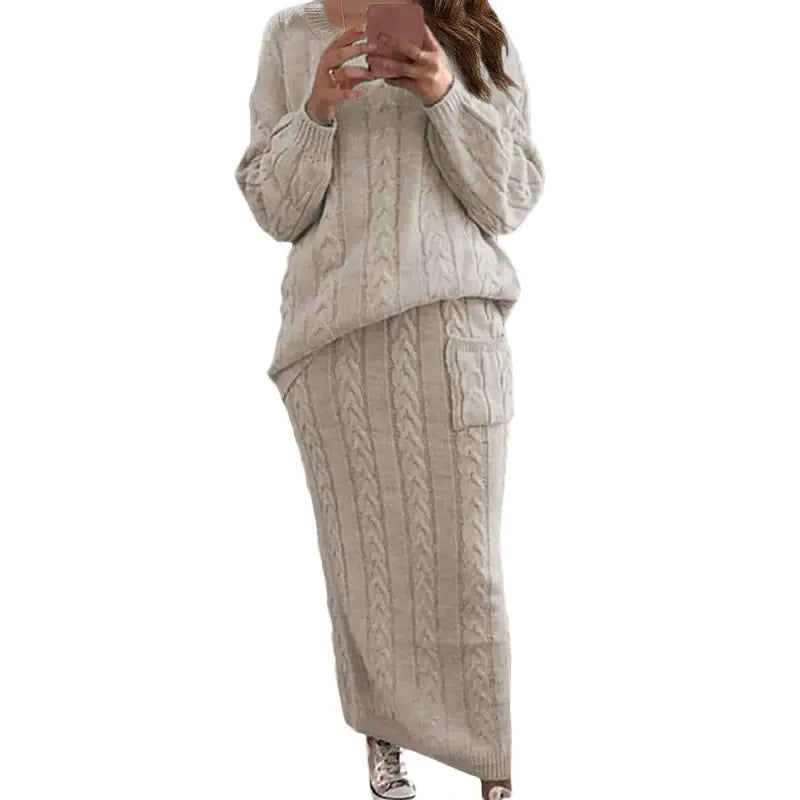 Autumn Winter Women's Fashion Sweater Dress Set