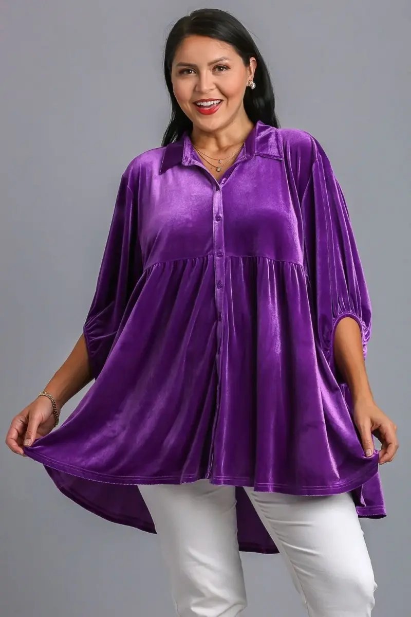 Accessories Trendsi Button-Down Shirt Women's Casual High Low Top USA Made Lightweight