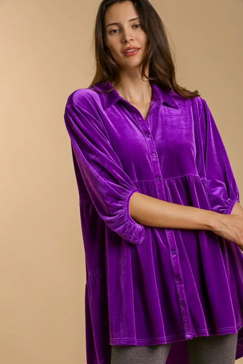 Accessories Trendsi Button-Down Shirt Women's Casual High Low Top USA Made Lightweight