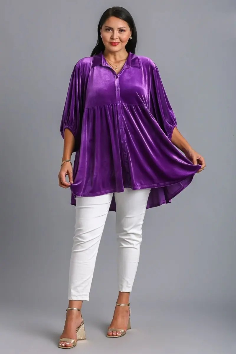 Accessories Trendsi Button-Down Shirt Women's Casual High Low Top USA Made Lightweight