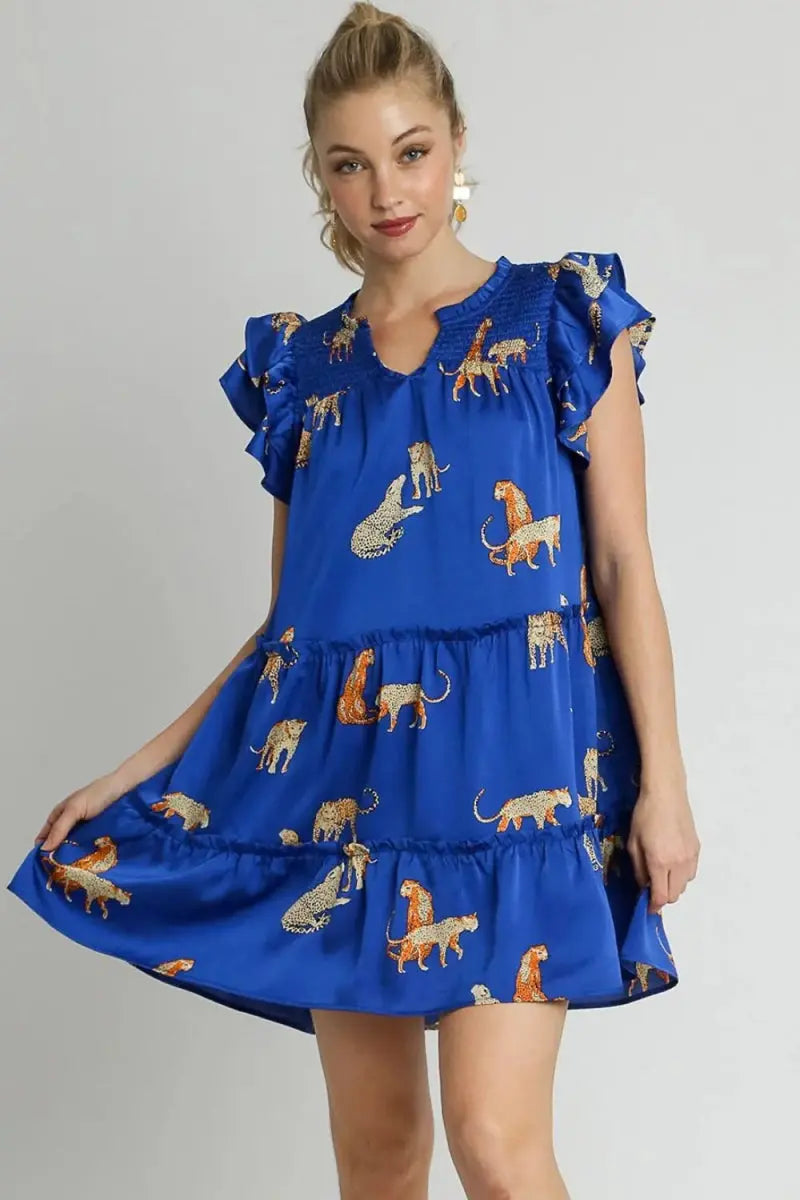 Dresses Trendsi Cheetah Print Mini Dress Women's Casual Ruffle Dress - USA Shipped