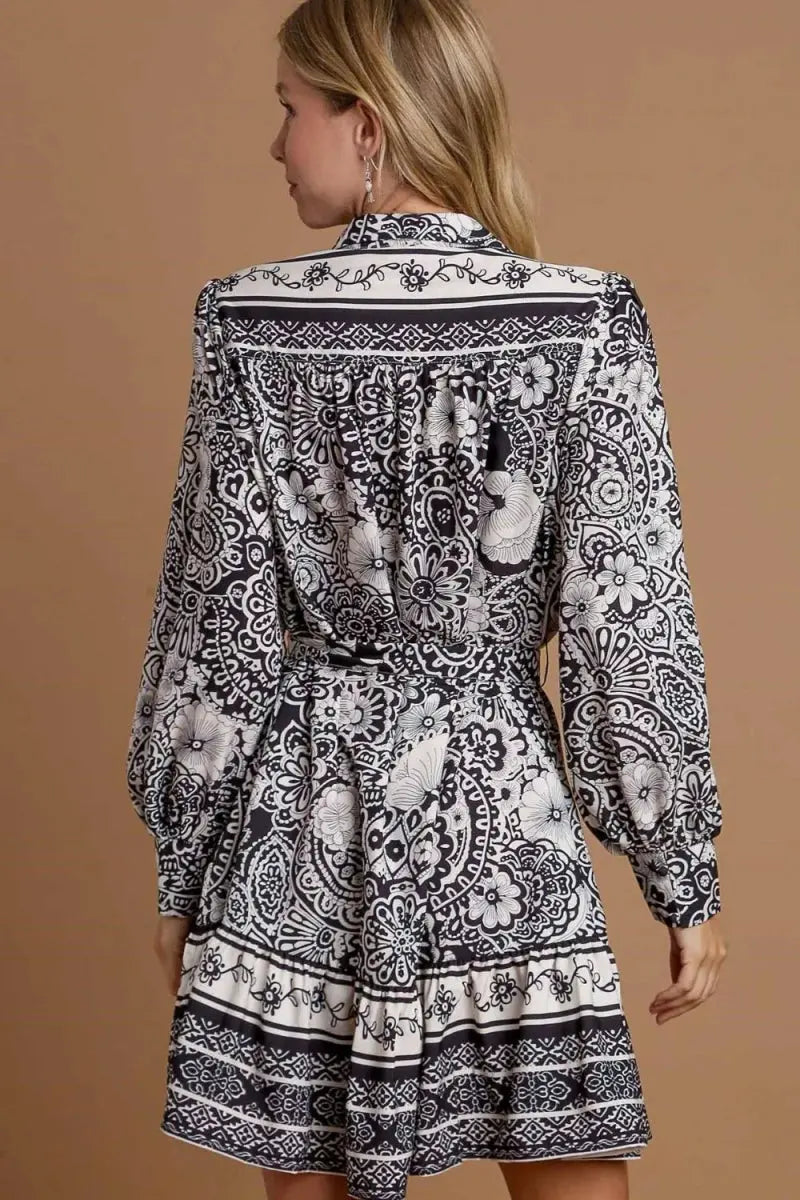 Women's Casual Mini Dress Floral Mini Dress - Tie Waist - Casual Summer Style
