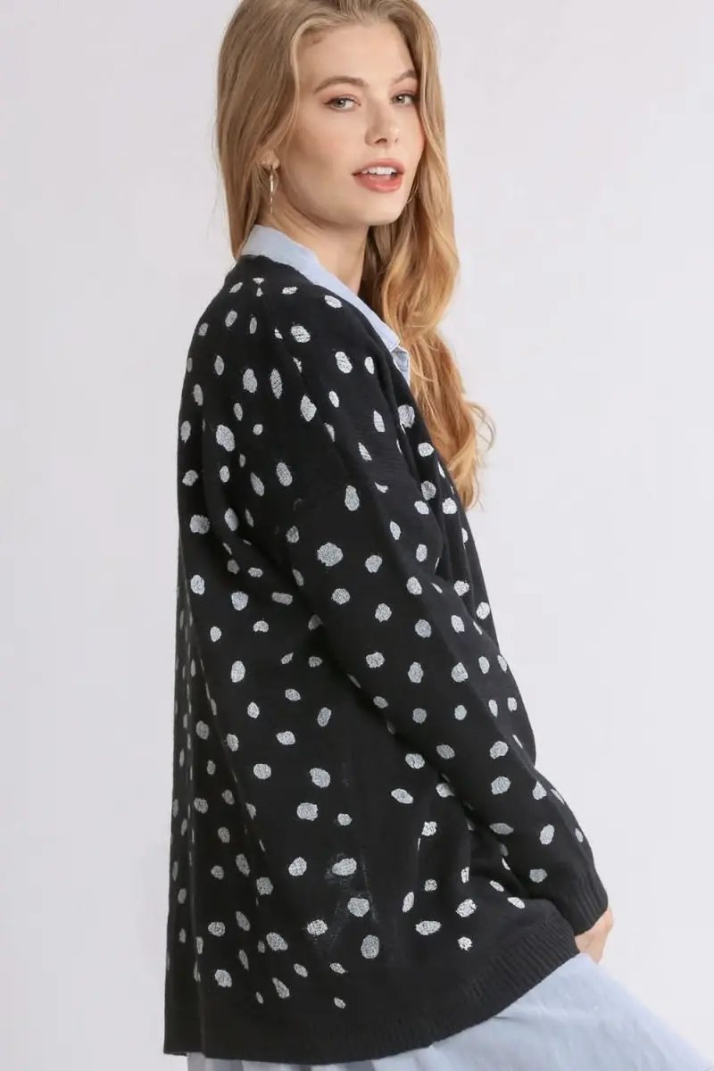 Sweaters Trendsi Polka Dot Cardigan Women's Open Front Layering Lightweight Cardigan