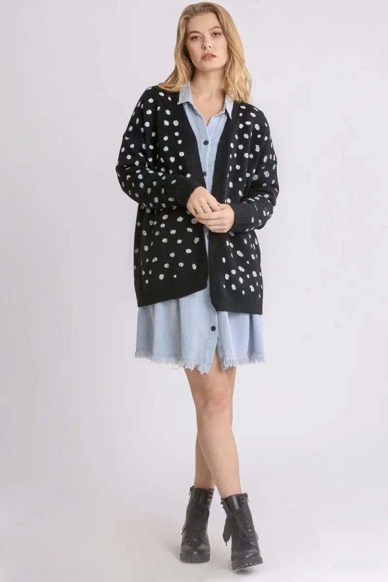 Sweaters Trendsi Polka Dot Cardigan Women's Open Front Layering Lightweight Cardigan