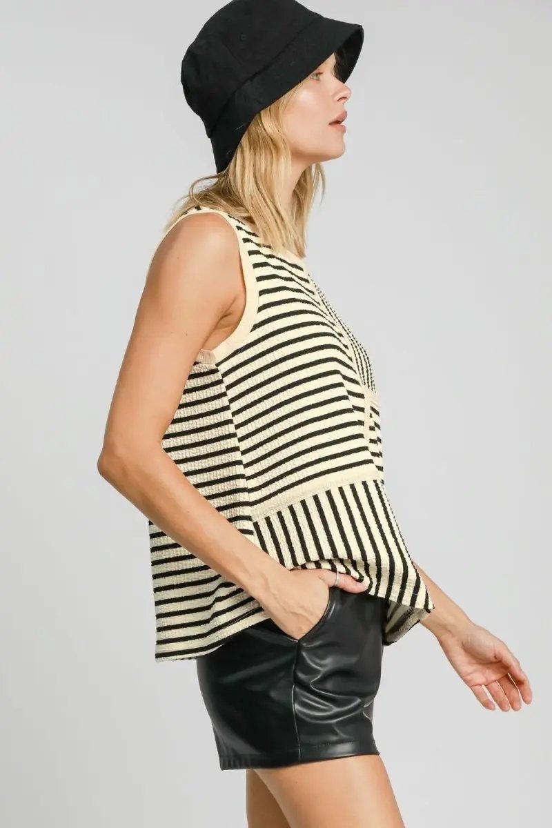 T-Shirts Trendsi Striped Tank Top Women's Casual Summer Top USA Shipped
