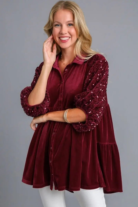 Tendencias de Accesorios Camiseta de Lentejuelas Escalonada para Mujer Camisa Casual Manga Media Envío desde EE. UU.