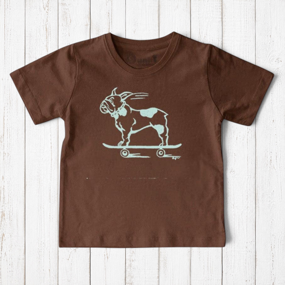 Camiseta de Bulldog Francés en Patineta para Niños