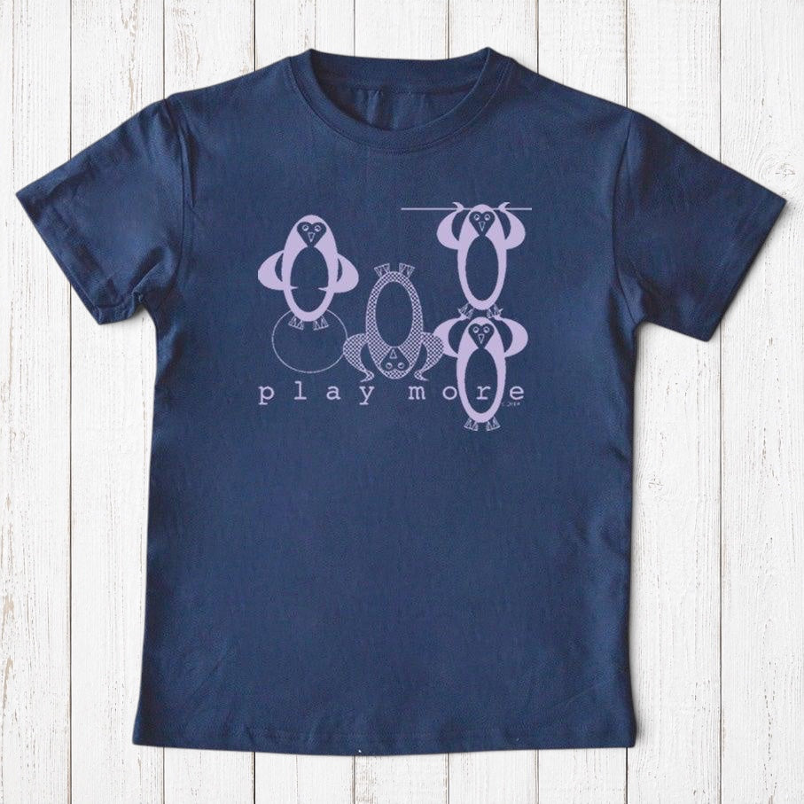 Camiseta de pingüino "Juega más" para niños