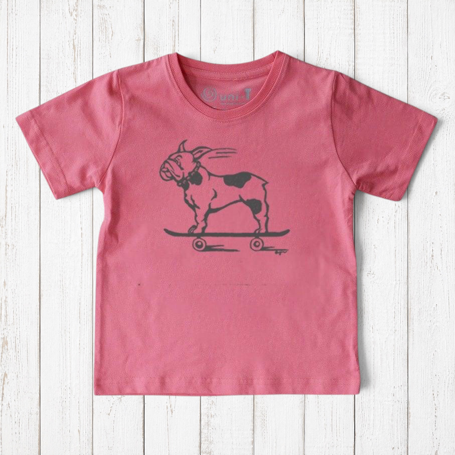 Camiseta de Bulldog Francés en Patineta para Niños