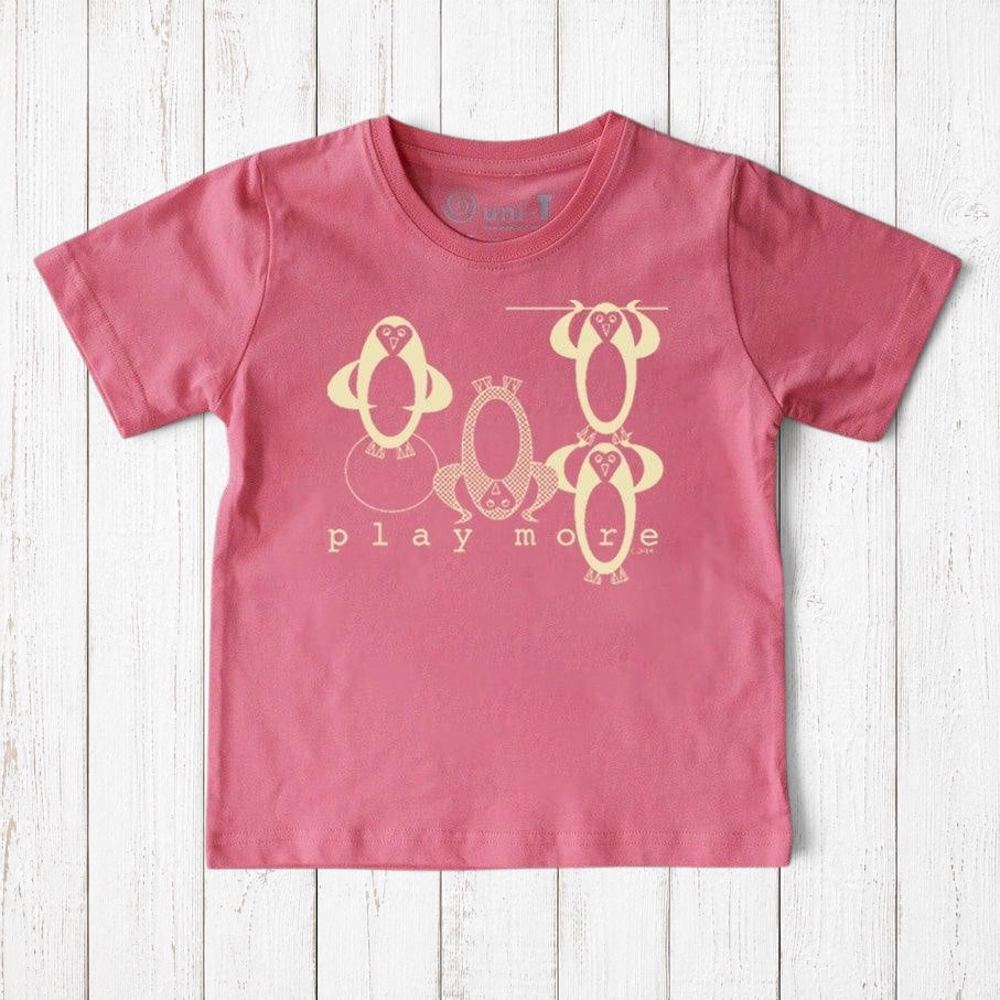 Camiseta de pingüino "Juega más" para niños