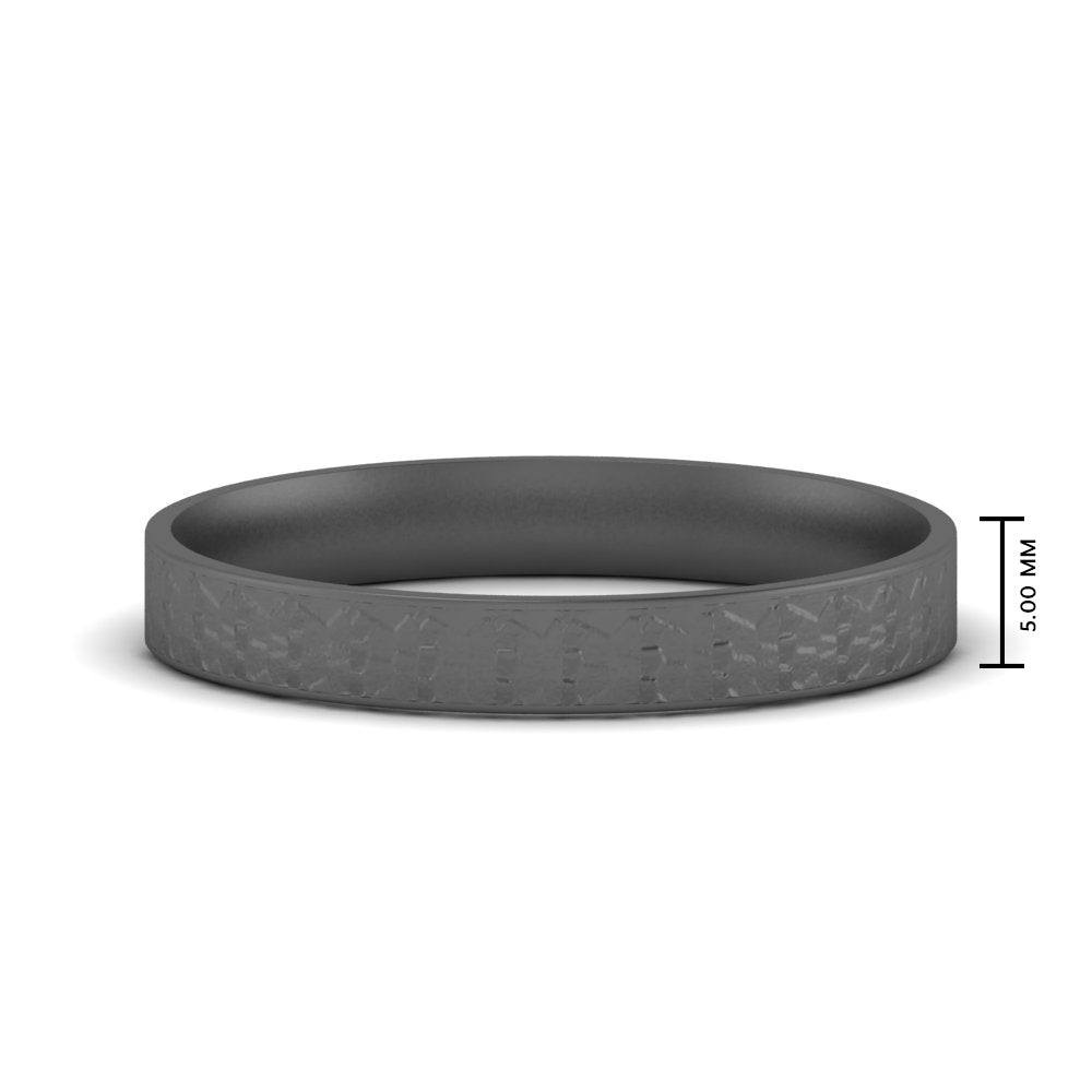 Unique Rock Textured Mens Wedding Band 5 mm