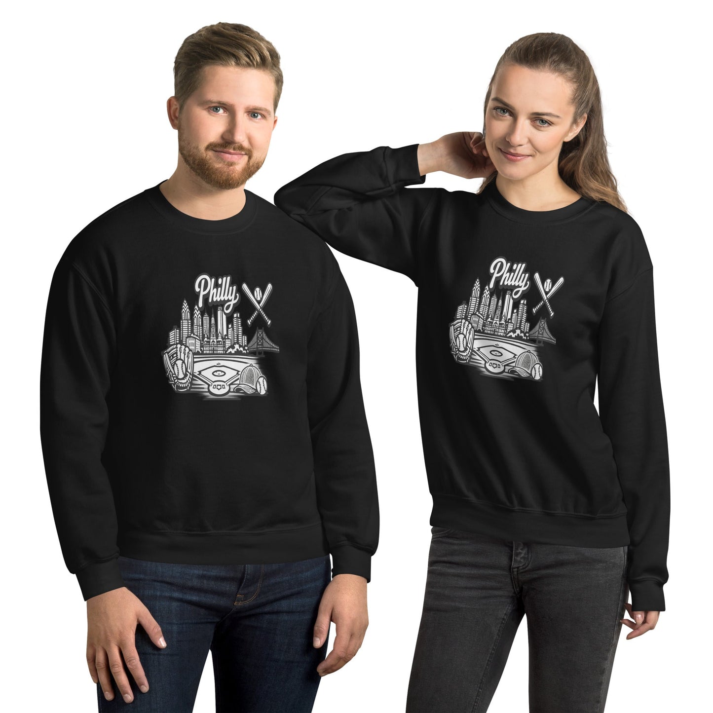 Philly Skyline Baseball Sweatshirt | Philadelphia City Pride Unisex