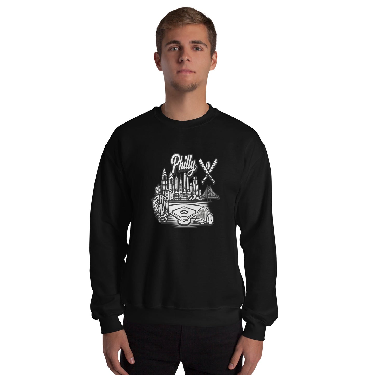 Philly Skyline Baseball Sweatshirt | Philadelphia City Pride Unisex