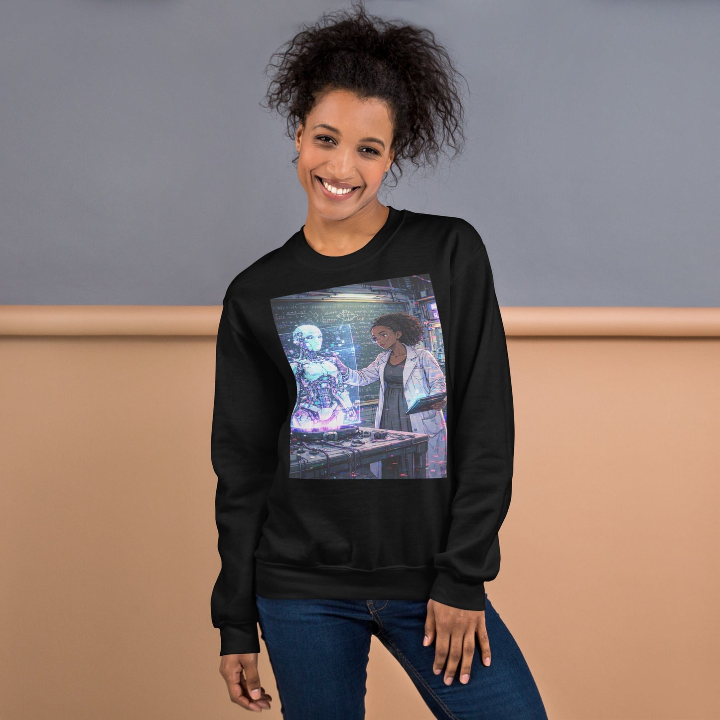 Glitched Genius Sweatshirt | Afrofuturism Robotics STEM Art Unisex