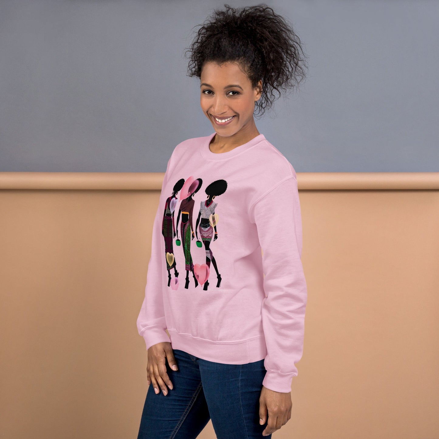 Black Women Love Hearts Sweatshirt | Empowerment Art Unisex
