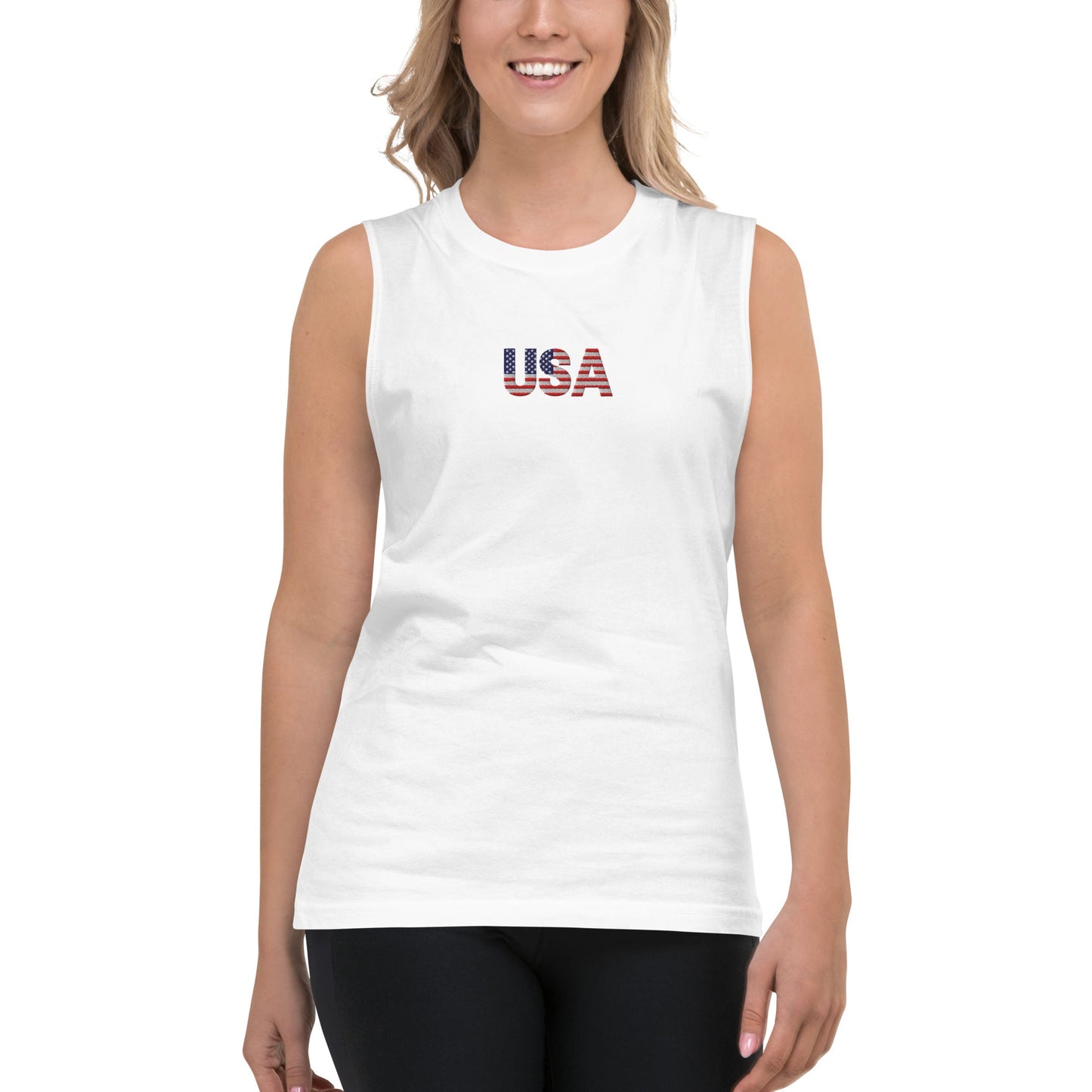 Suns out Guns out - Embroidery / Print hybrid Muscle Shirt
