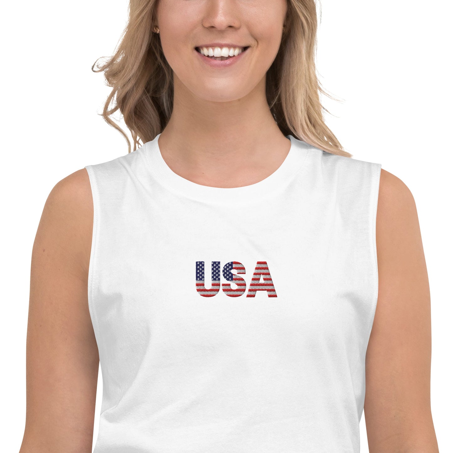 Suns out Guns out - Embroidery / Print hybrid Muscle Shirt