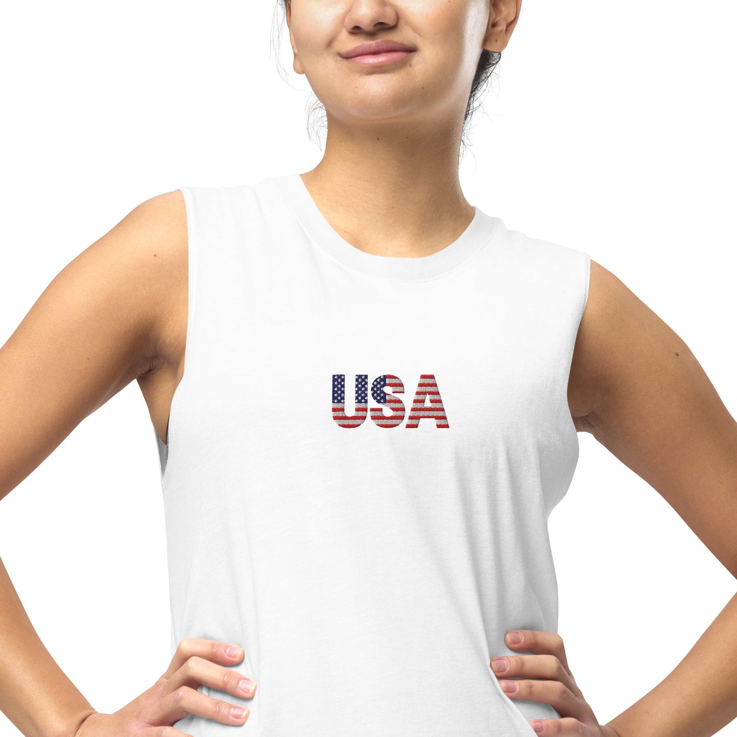 Suns out Guns out - Embroidery / Print hybrid Muscle Shirt