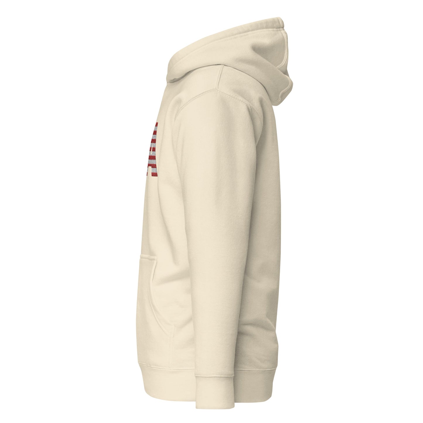 Bordado grande EE. UU. - calavera sin manga - Talla pequeña, así que pide una talla más grande - Sudadera unisex con capucha