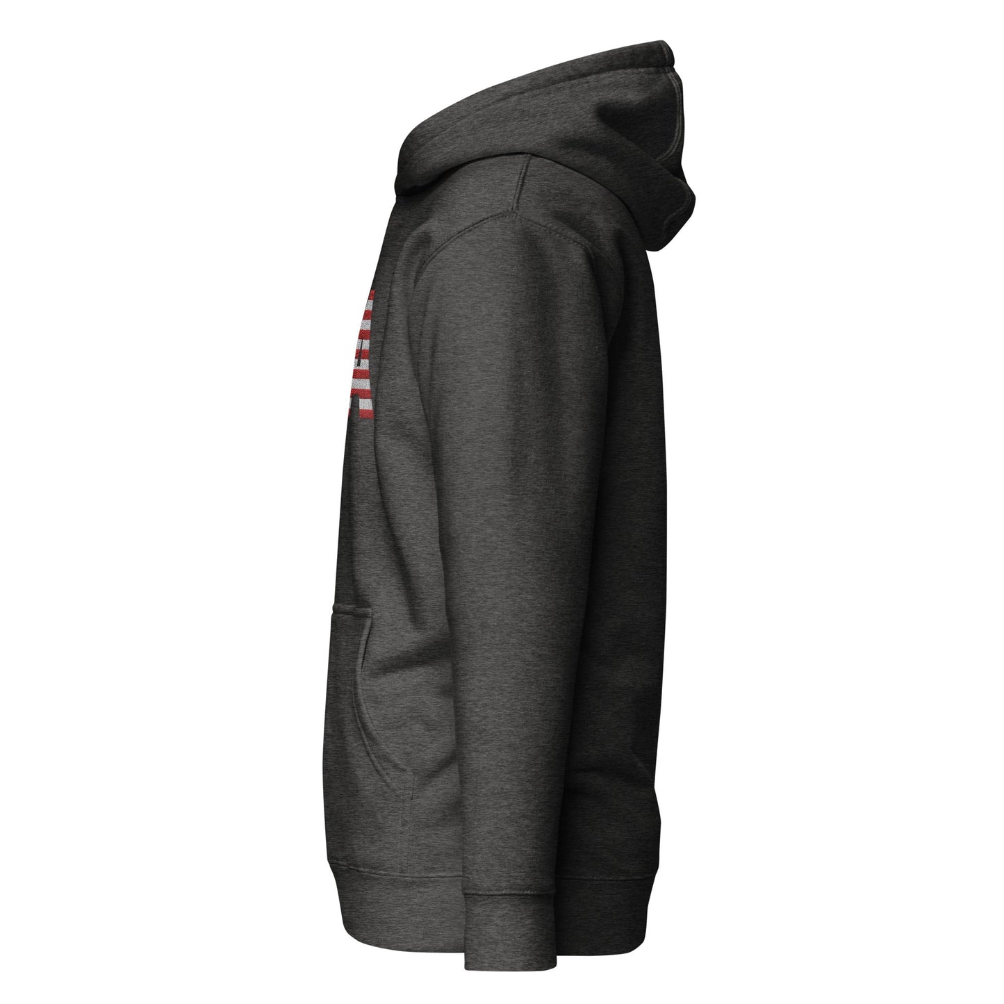 Bordado grande EE. UU. - calavera sin manga - Talla pequeña, así que pide una talla más grande - Sudadera unisex con capucha