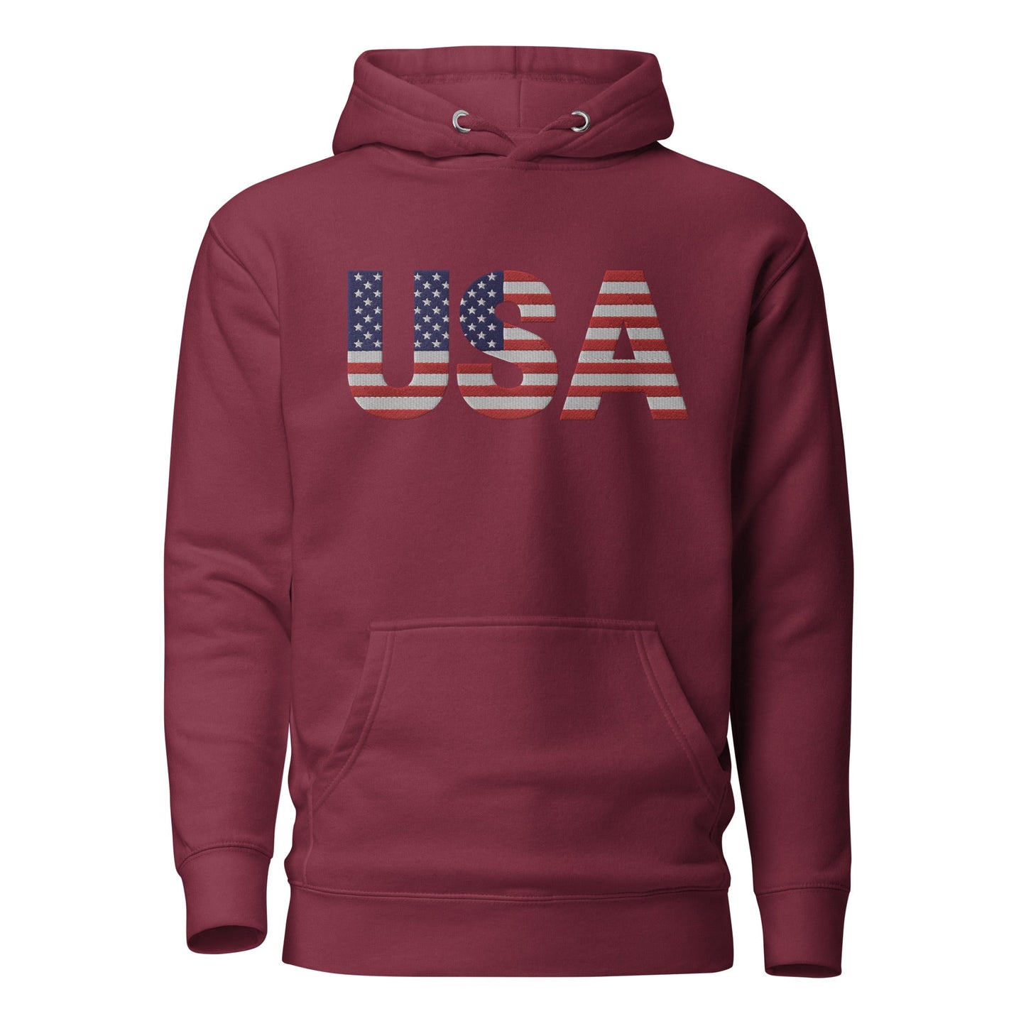 Bordado grande EE. UU. - calavera sin manga - Talla pequeña, así que pide una talla más grande - Sudadera unisex con capucha