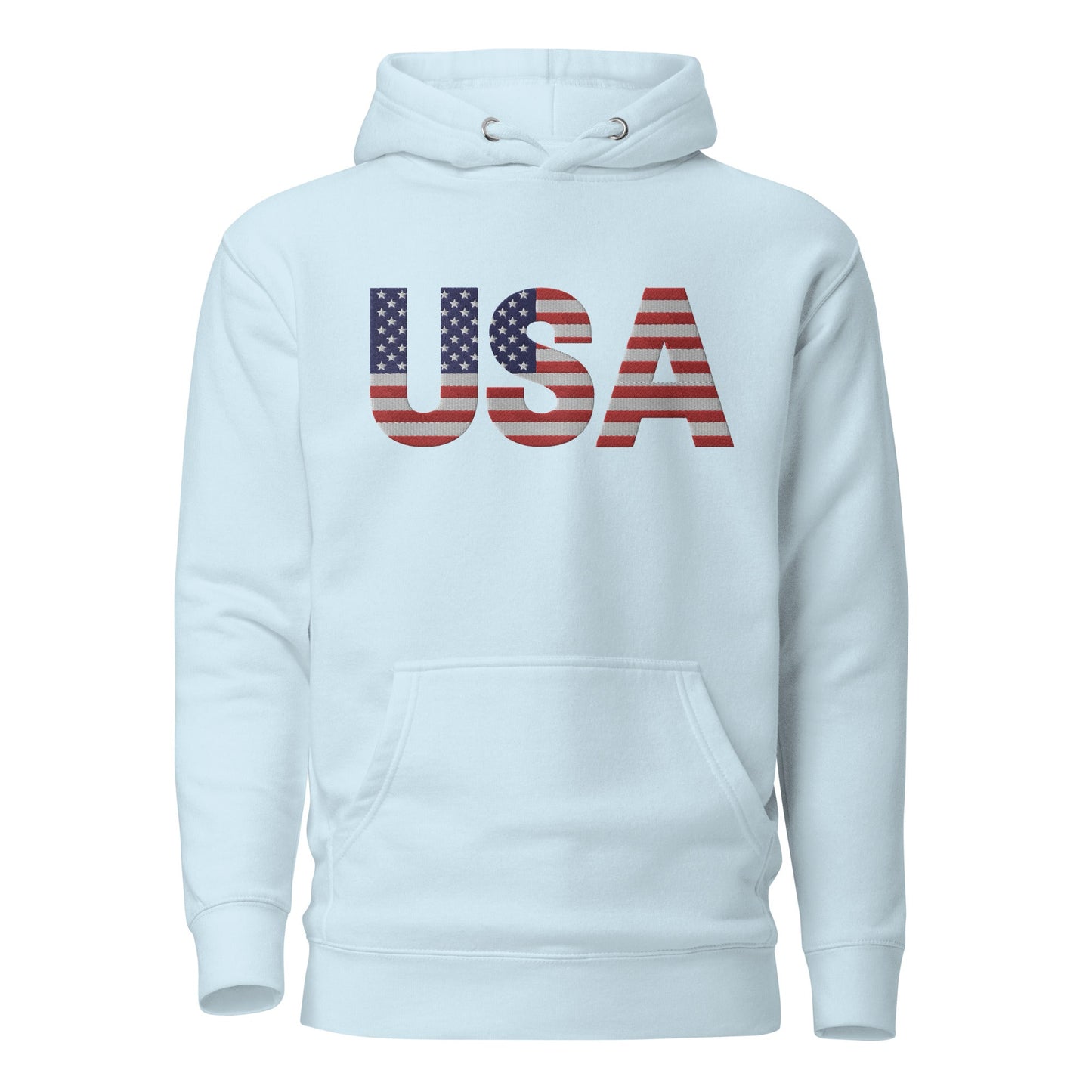 Bordado grande EE. UU. - calavera sin manga - Talla pequeña, así que pide una talla más grande - Sudadera unisex con capucha