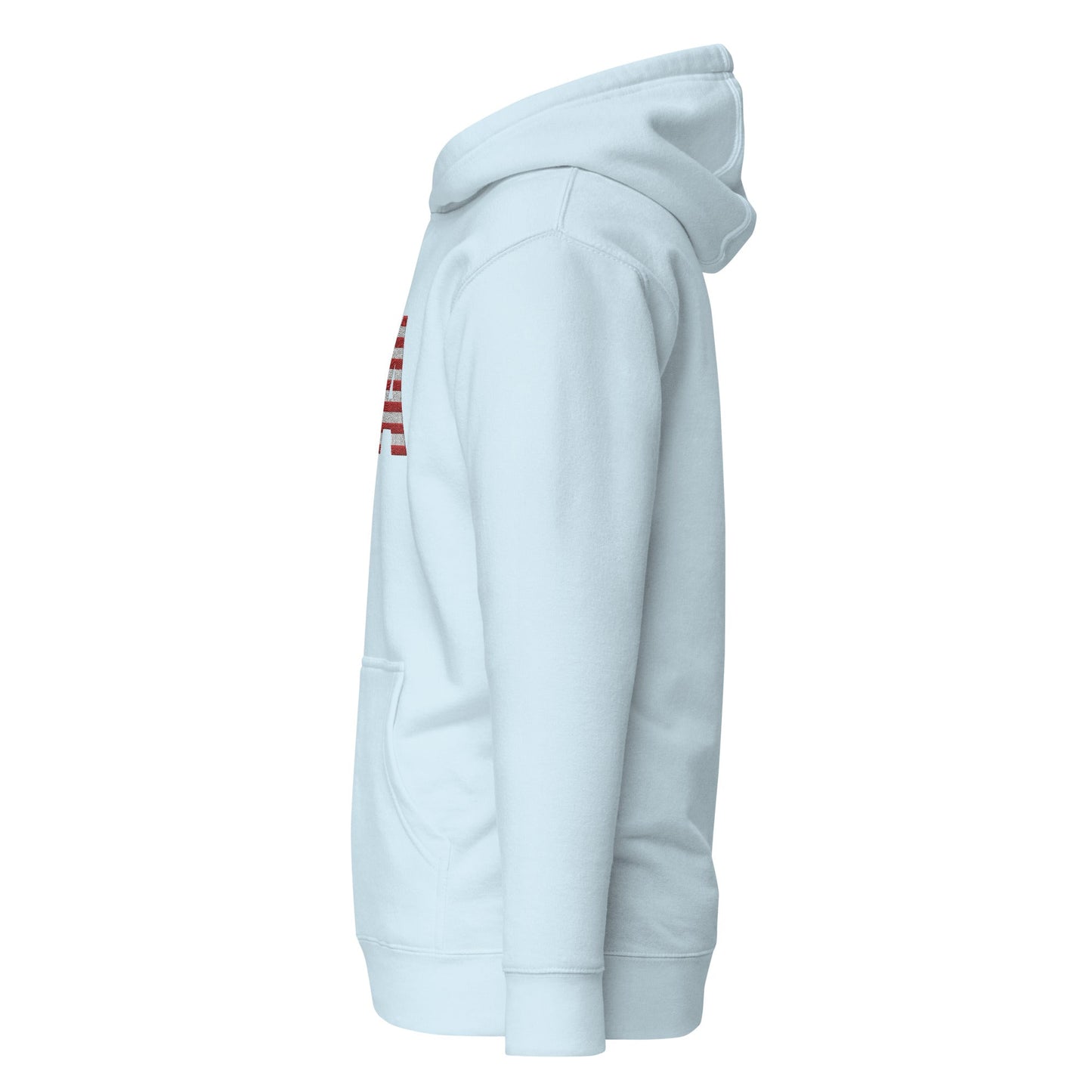Bordado grande EE. UU. - calavera sin manga - Talla pequeña, así que pide una talla más grande - Sudadera unisex con capucha