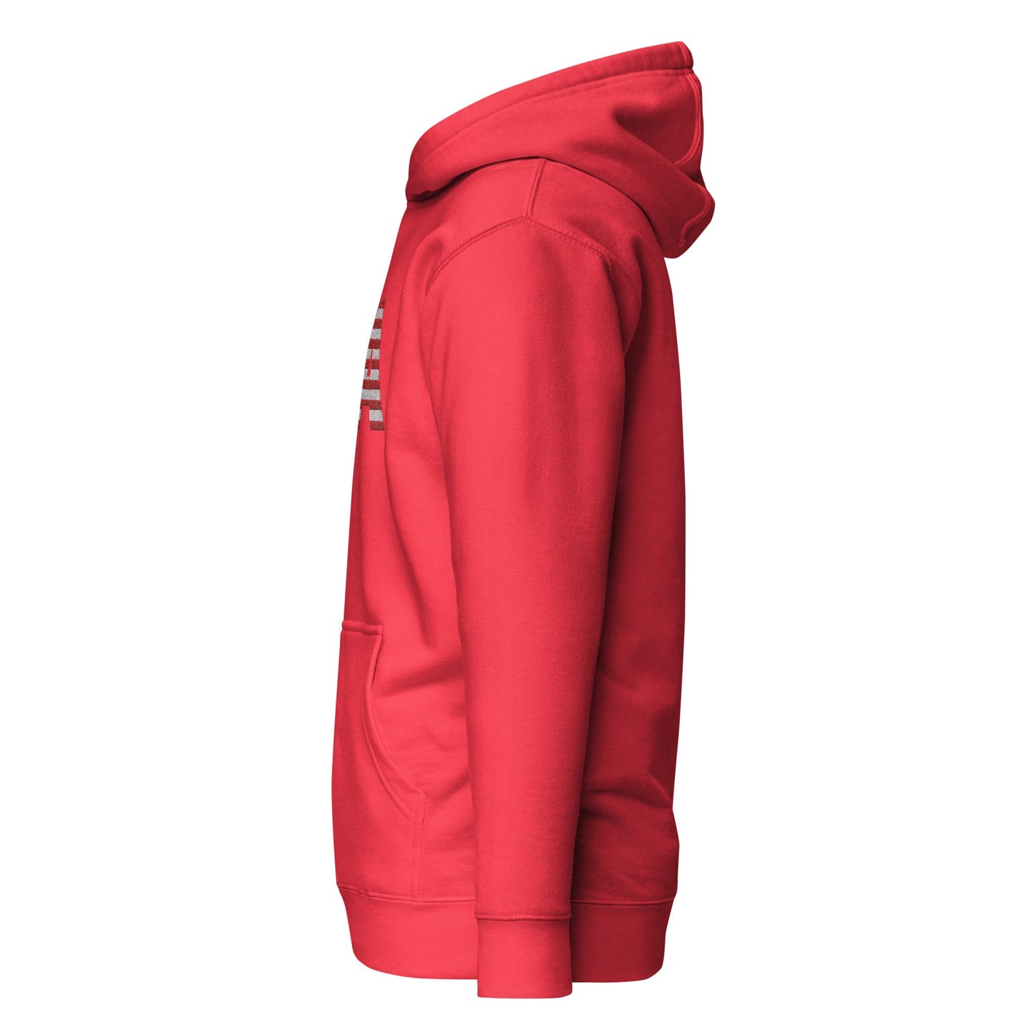Bordado grande EE. UU. - calavera sin manga - Talla pequeña, así que pide una talla más grande - Sudadera unisex con capucha