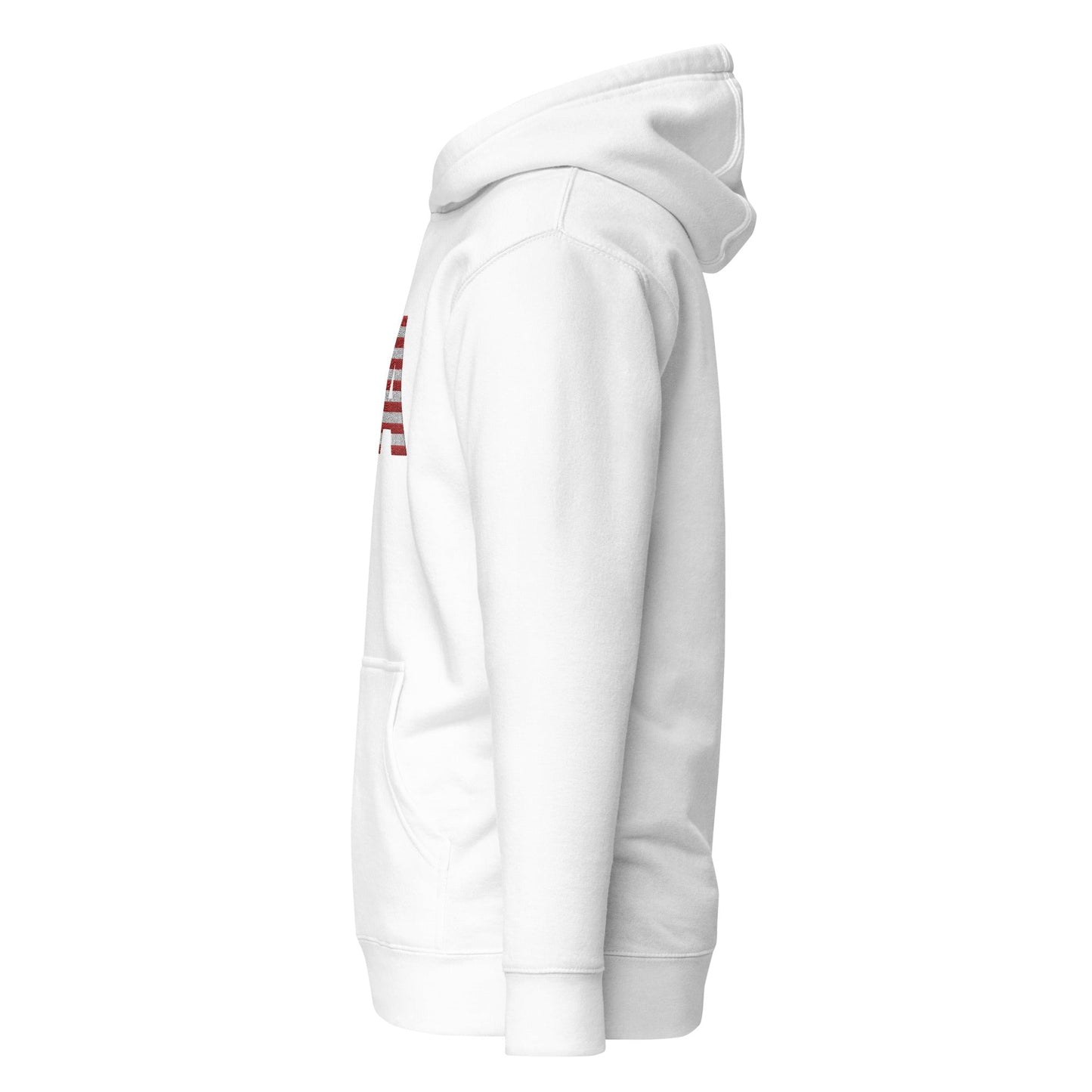 Bordado grande EE. UU. - calavera sin manga - Talla pequeña, así que pide una talla más grande - Sudadera unisex con capucha