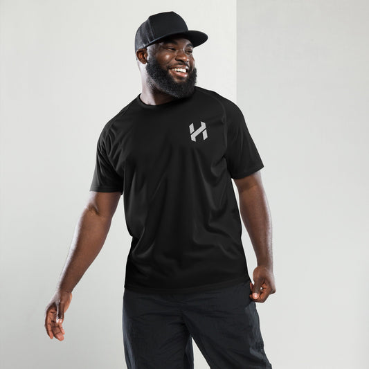 Camiseta deportiva de alto rendimiento para hombre ShopHnH – Camiseta de malla atlética negra para hacer ejercicio | Top transpirable de poliéster para gimnasio y ropa urbana con logotipo 3D