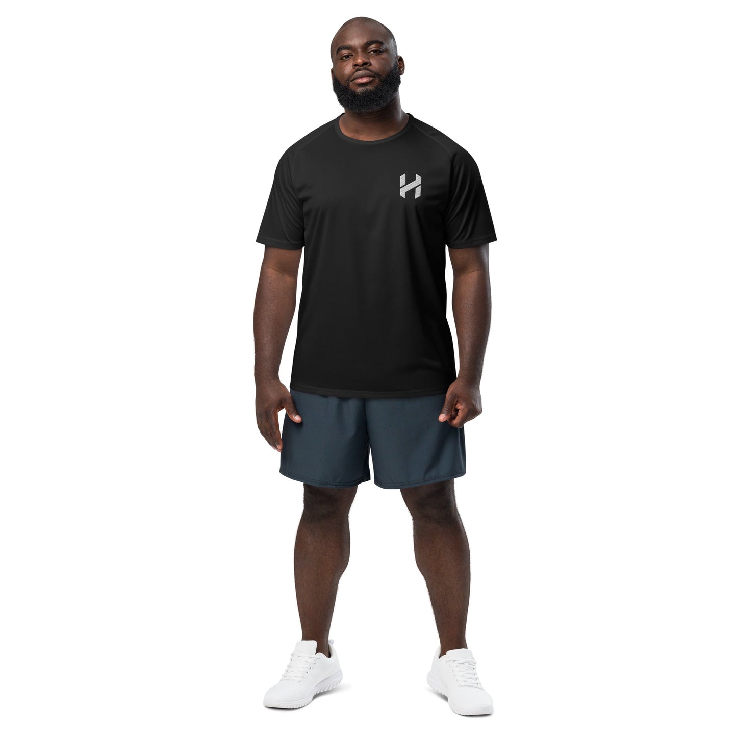 Camiseta deportiva de alto rendimiento para hombre ShopHnH – Camiseta de malla atlética negra para hacer ejercicio | Top transpirable de poliéster para gimnasio y ropa urbana con logotipo 3D