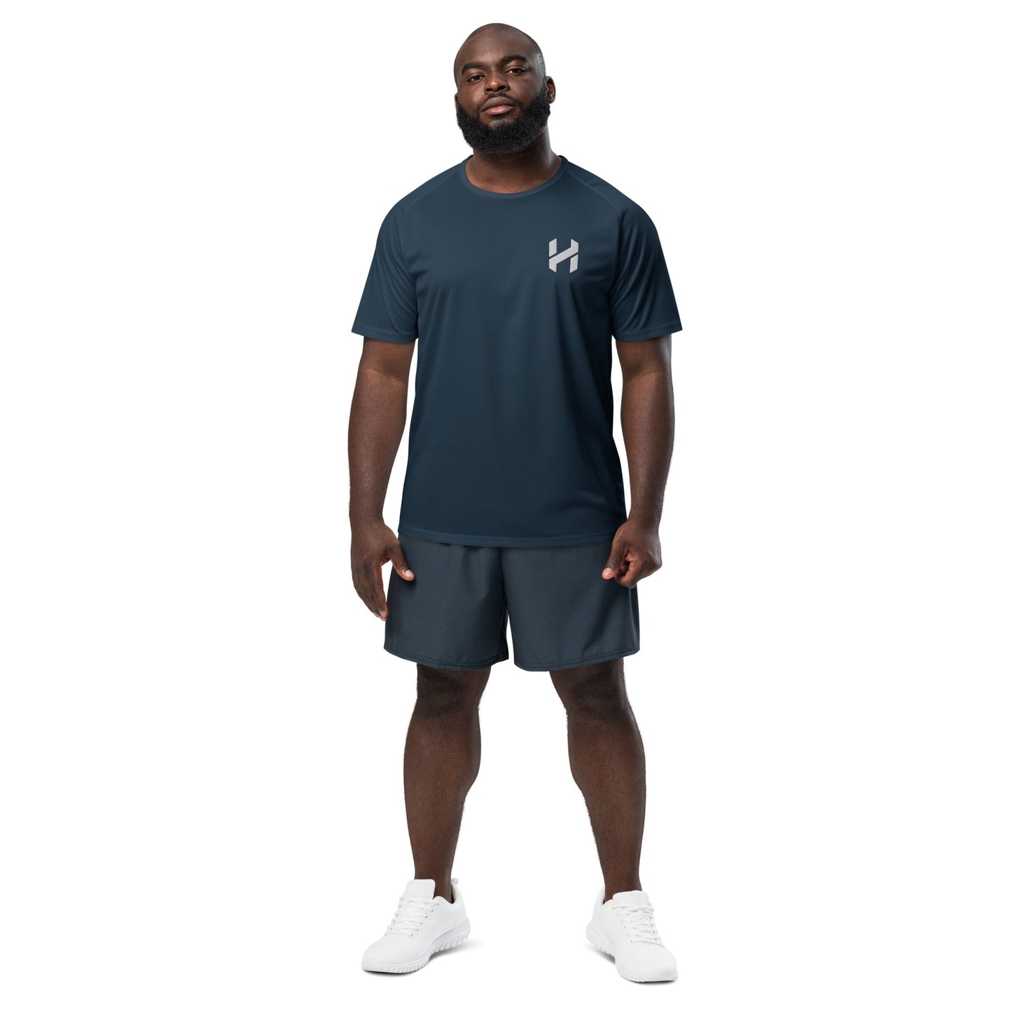 Camiseta deportiva de alto rendimiento para hombre ShopHnH – Camiseta de malla atlética negra para hacer ejercicio | Top transpirable de poliéster para gimnasio y ropa urbana con logotipo 3D