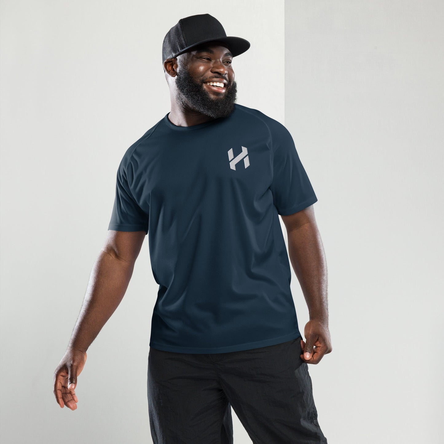 Camiseta deportiva de alto rendimiento para hombre ShopHnH – Camiseta de malla atlética negra para hacer ejercicio | Top transpirable de poliéster para gimnasio y ropa urbana con logotipo 3D