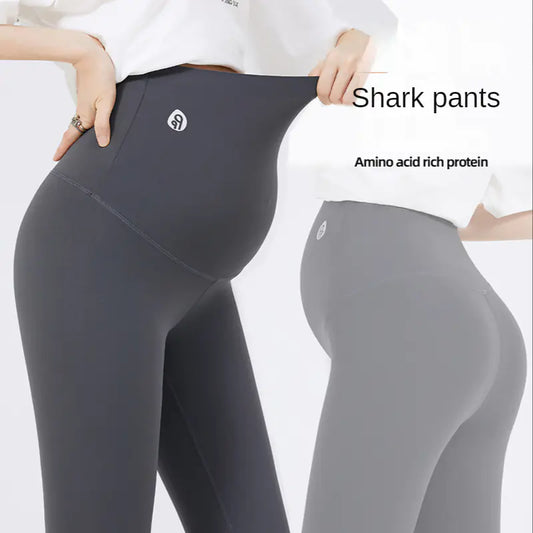 Maternity Velvet Shark Skin Belly Support Pants - # WOM21410011 - PRG