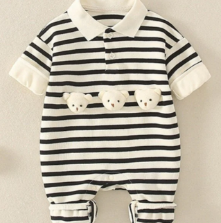 Valentim | Baby Jumpsuit | With Striped Long Sleeves | One Piece - # BAAA21110059