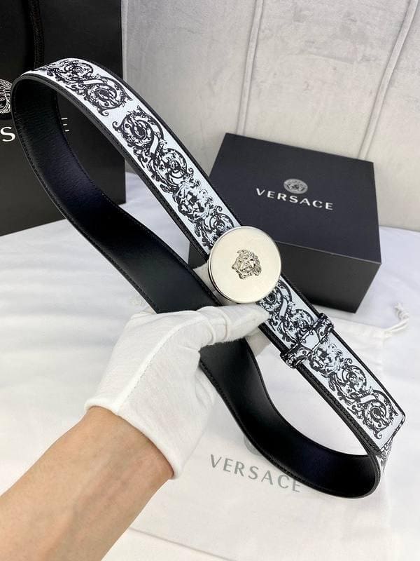 Versace MEDUSA BIGGIE ENAMEL LEATHER BELT
