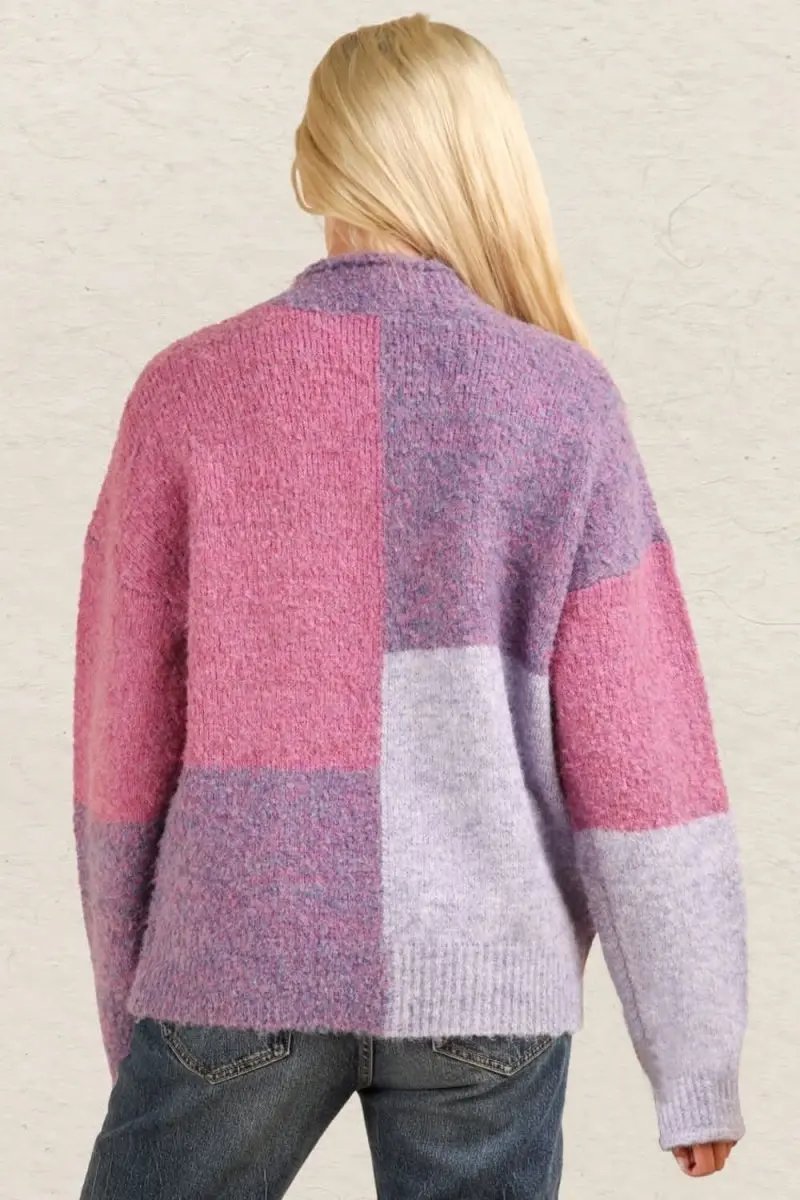 Color Block Sweater Women's Soft Knit Trendsi
