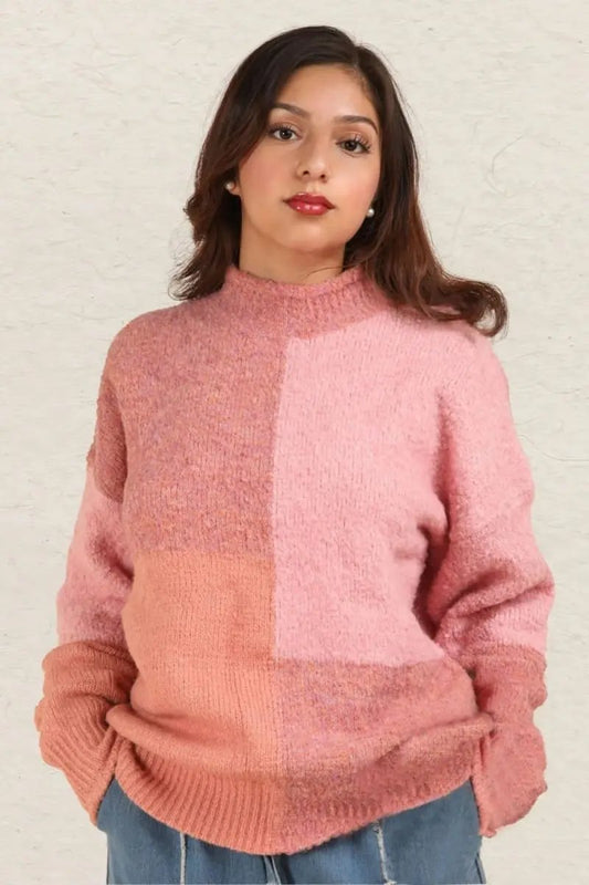 Sweaters Tendencia Suéter de Punto Informal Color Block para Mujer Enviado desde EE. UU.