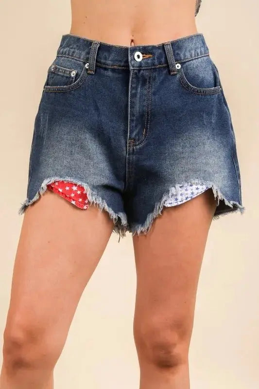 Shorts vaqueros para mujer - Dobladillo deshilachado lavado - Estilo casual