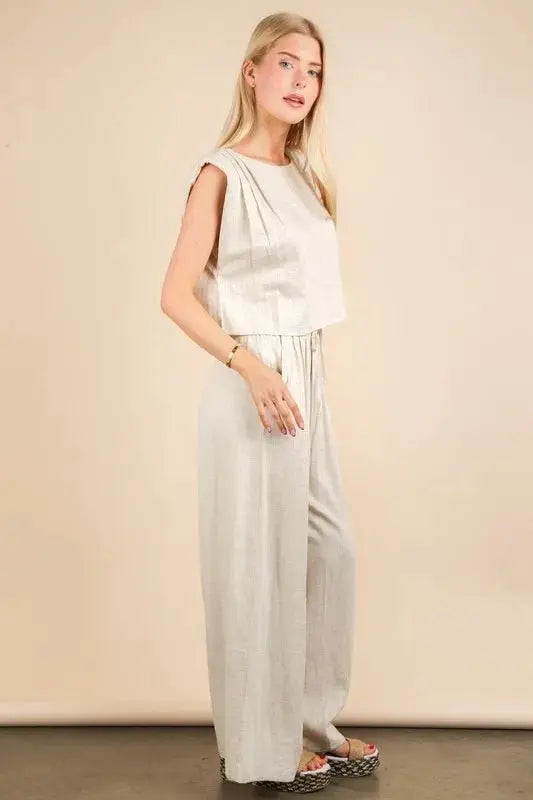 Women's Two Piece Set - Woven Fabric - Top & Pants