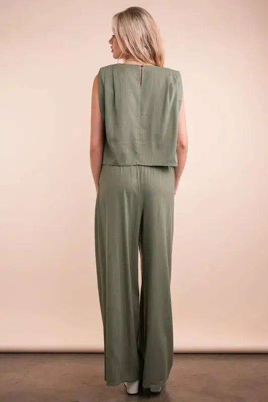 Women's Matching Set Women's Two Piece Set - Woven - Top & Pants