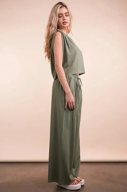 Women's Matching Set Women's Two Piece Set - Woven - Top & Pants