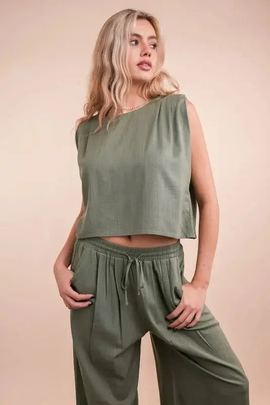 Women's Matching Set Women's Two Piece Set - Woven - Top & Pants