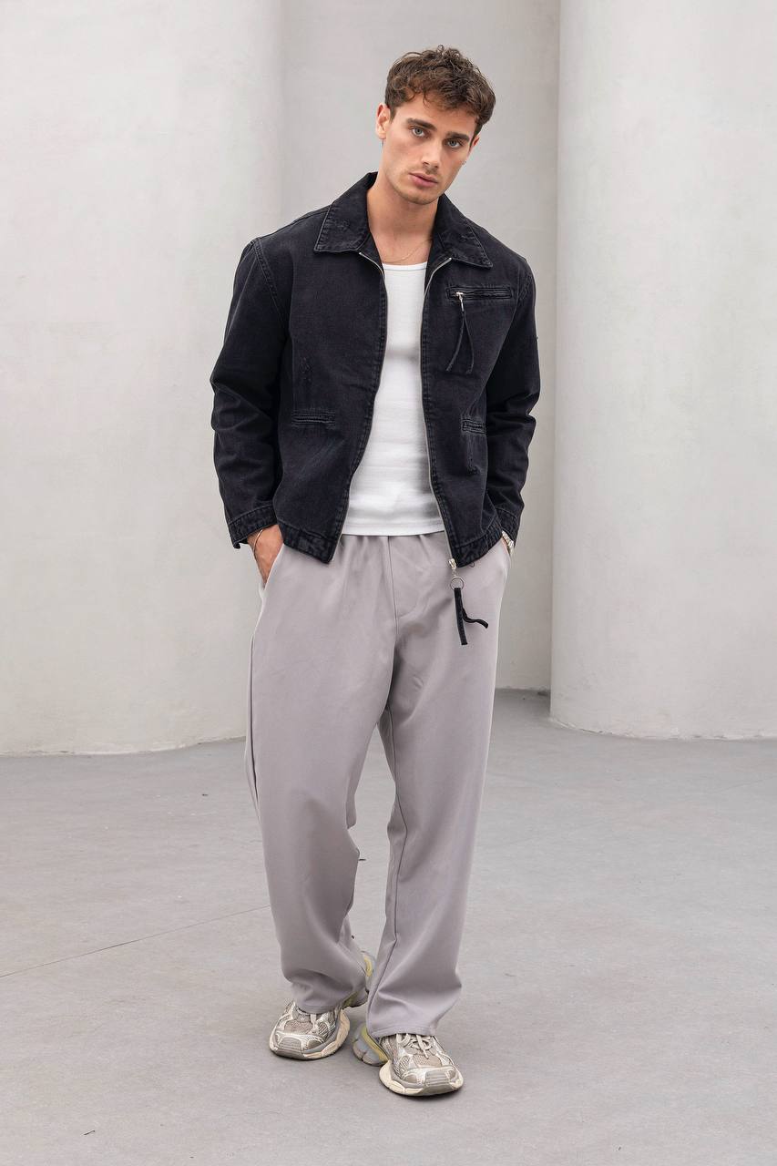 Chaqueta vaquera lavada vintage - Chaqueta vaquera informal de estilo urbano para hombre