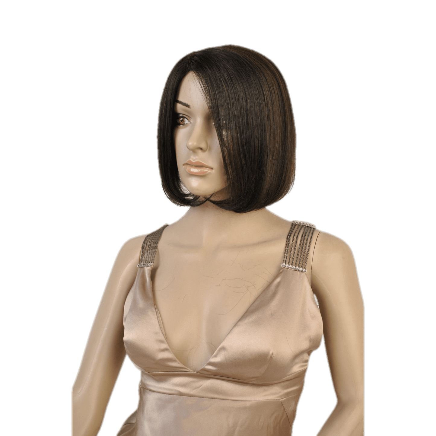 VIP Extensions Dark Brown Straight Bob Virgin Human Hair Full Lace Wig, Majestic Style