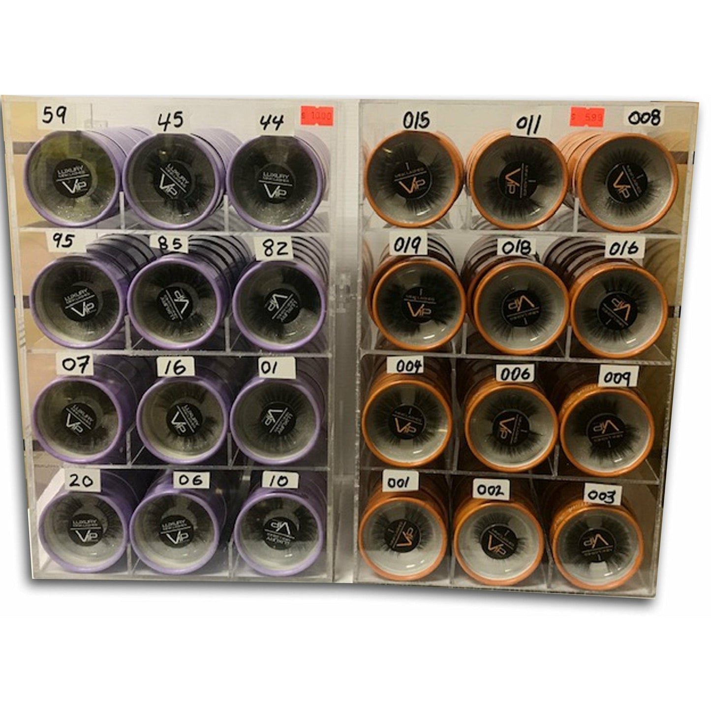 VIP HD & iMink Eyelashes Line with Display, 12 Styles per Display, Set of 2 Displays