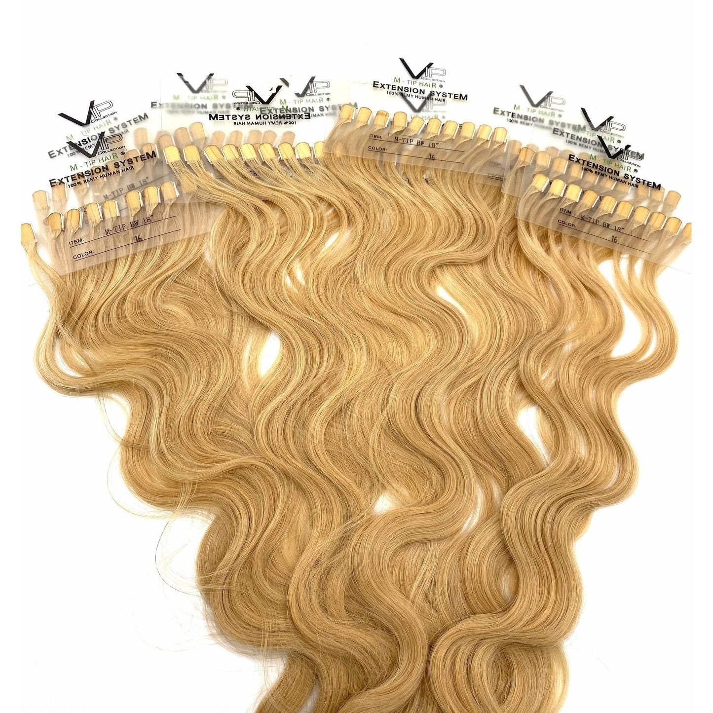 VIP M-Tip System Tape Hair Extensions 100 Strands Wavy 18"