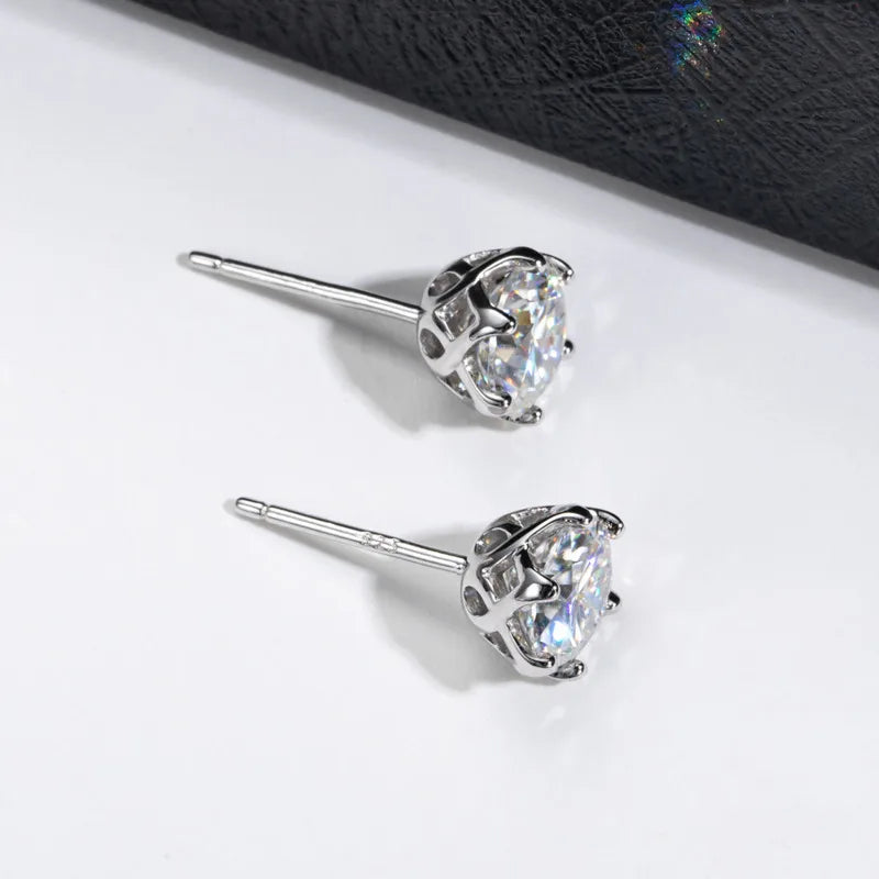 VVS D Color Russian Cut Moissanite Stud Earrings 1/2/4 CT S925 Sterling Silver