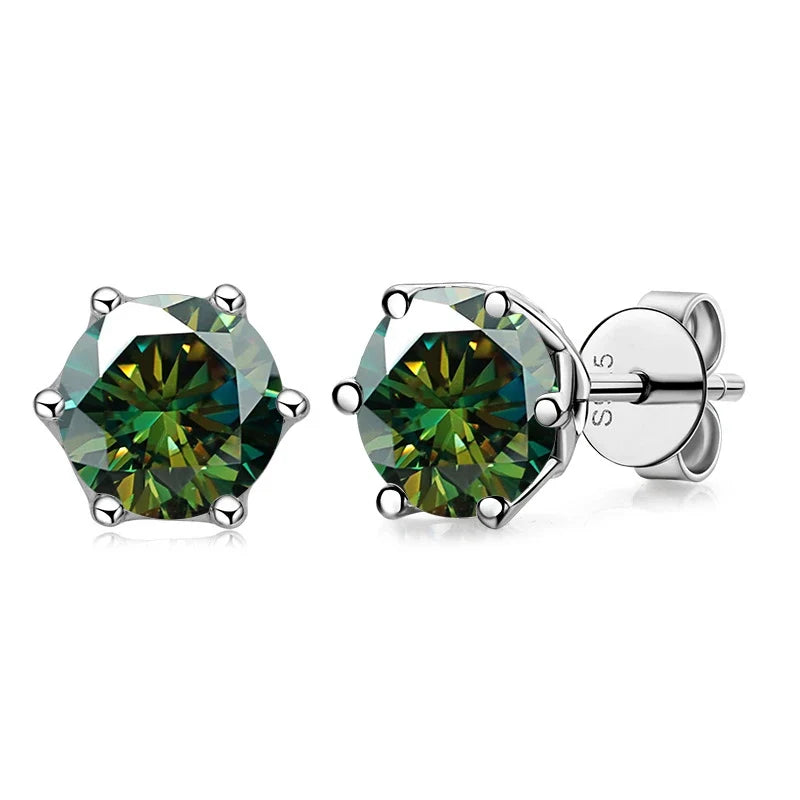 VVS D Color Russian Cut Moissanite Stud Earrings 1/2/4 CT S925 Sterling Silver